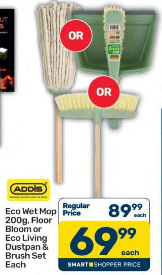 Eco Wet Mop 200g, Floor Bloom or Eco Living Dustpan & Brush Set Each