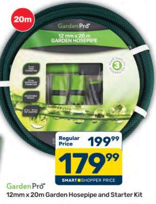 GardenPro 12mm x 20m Garden Hosepipe and Starter Kit