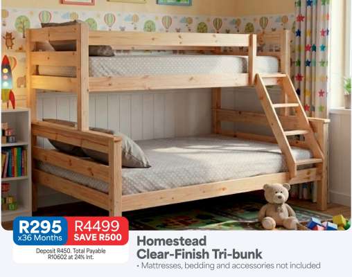 Homestead Clear-Finish Tri-Bunk