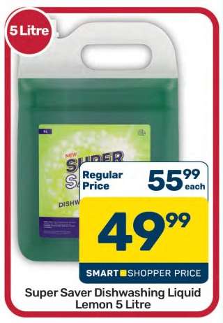 Super Saver Dishwashing Liquid Lemon 5 Litre