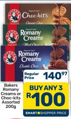 Bakers Romany Creams or Choc-Kits Assorted 200g