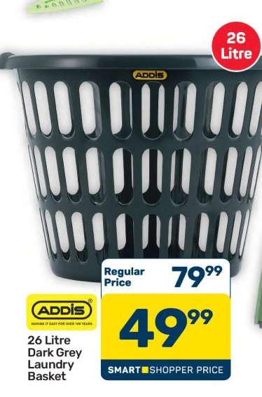 Addis 26 Litre Dark Grey Laundry Basket