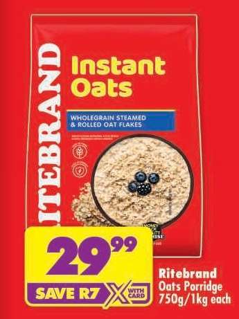 RITEBRAND OATS PORRIDGE 750g/1kg each