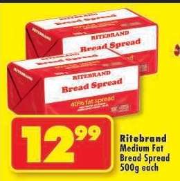 Ritebrand Medium Fat Bread Spread 500g each