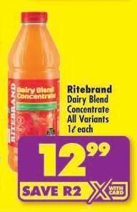 Ritebrand Dairy Blend Concentrate All Variants 1ℓ each