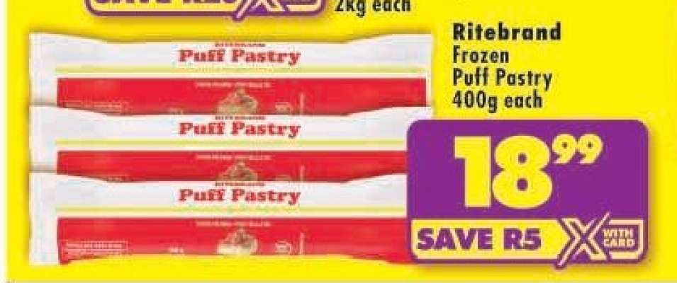Ritebrand Frozen Puff Pastry 400g each