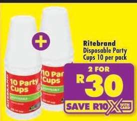 Ritebrand Disposable Party Cups 10 per pack