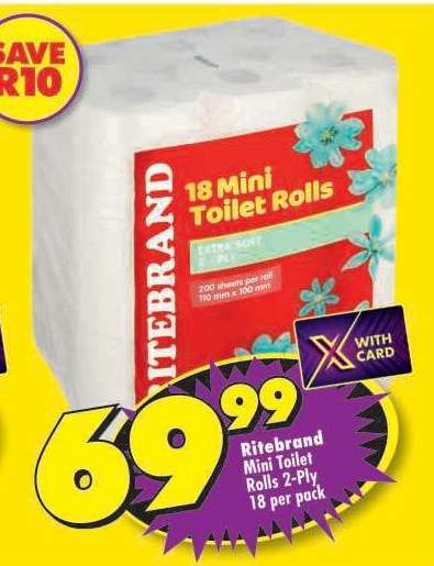 Ritebrand Mini Toilet Rolls 2-Ply 18 per pack