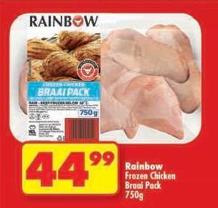 RAINBOW FROZEN CHICKEN BRAAI PACK 750g