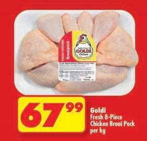 GOLDI FRESH 8 PIECE CHICKEN BRAAI PACK per kg