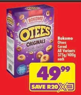 Bokomo Otees Cereal All Variants 375g/400g each