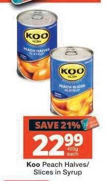 KOO PEACH HALVES / SLICES IN SYRUP