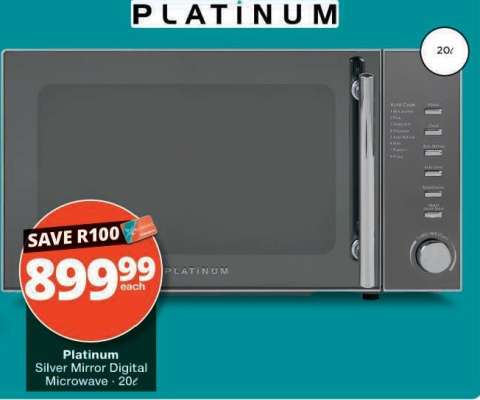 Platinum Silver Mirror Digital Microwave - 20ℓ