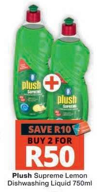 PLUSH SUPREME LEMON DISHWASHING LIQUID 750ml
