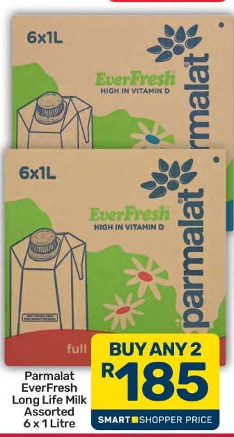 Parmalat EverFresh Long Life Milk Assorted 6 x 1 Litre