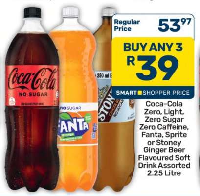 Coca-Cola, Fanta, Sprite or Stoney Ginger Beer