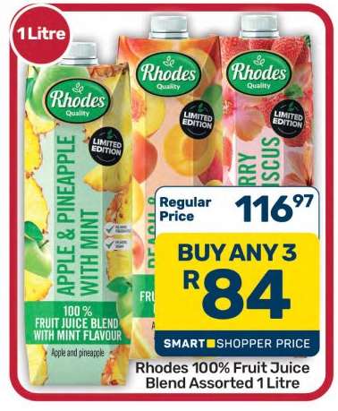 Rhodes 100% Fruit Juice Blend Assorted 1 Litre