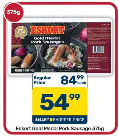 Eskort Gold Medal Pork Sausage 375g