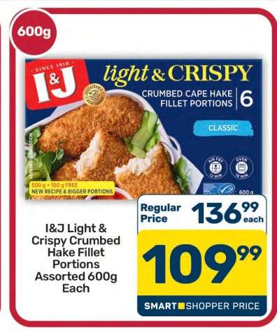 I&J Light & Crispy Crumbed Hake Fillet Portions