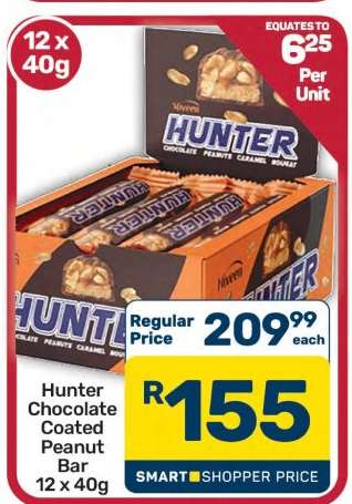 Hunter Chocolate Coated Peanut Bar 12 x 40g
