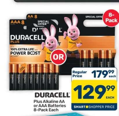 Duracell Plus Alkaline AA or AAA Batteries 8-Pack