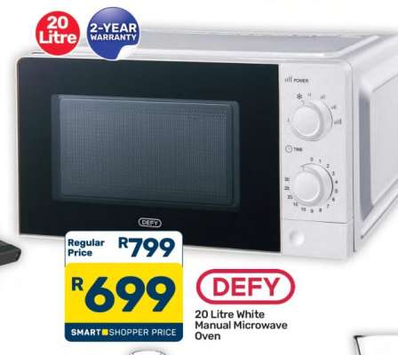 DEFY 20 Litre White Manual Microwave Oven