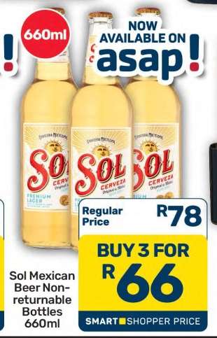 Sol Mexican Beer Non-returnable Bottles 660ml