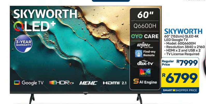SKYWORTH 60" QLED 4K LED Google TV