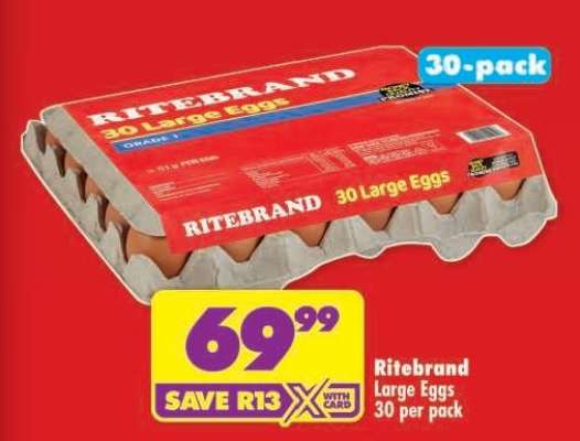 RITEBRAND LARGE EGGS 30 per pack