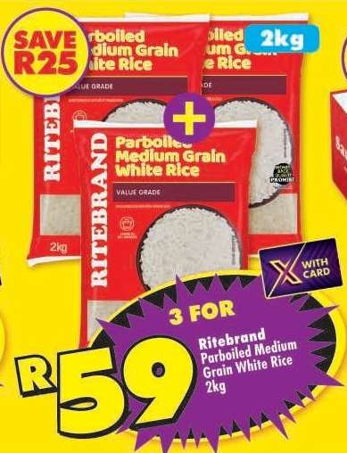 RITEBRAND PARBOILED MEDIUM GRAIN WHITE RICE 2kg