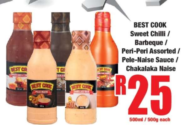 BEST COOK Sweet Chilli / Barbeque / Peri-Peri Assorted / Pele-Naise Sauce / Chakalaka-Naise