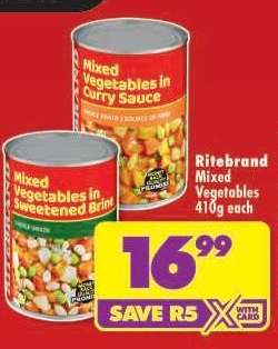 Ritebrand Mixed Vegetables 410g each