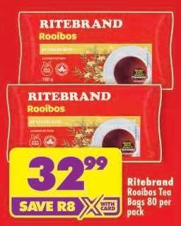 Ritebrand Rooibos Tea Bags 80 per pack