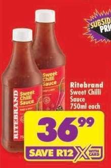 Ritebrand Sweet Chilli Sauce 750ml each