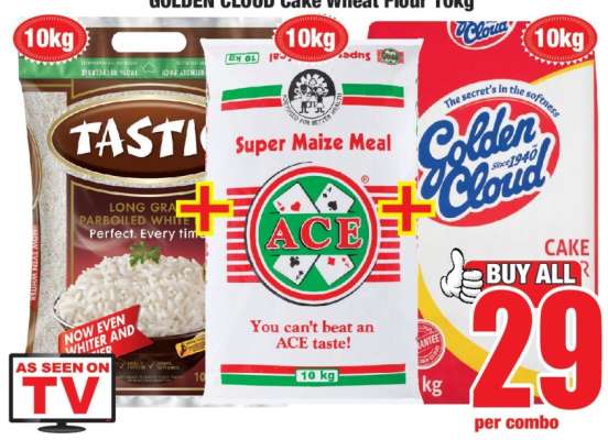 Tastic Rice + ACE Maize Meal + Golden Cloud Cake Flour