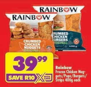 Rainbow Frozen Chicken Nuggets/Pops/Burgers/Strips 400g each