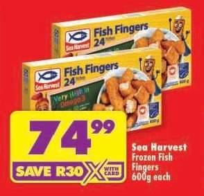 Sea Harvest Frozen Fish Fingers 600g each
