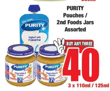 PURITY Pouches / 2nd Foods Jars Assorted