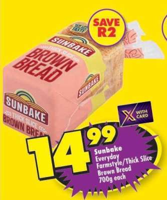 Sunbake Everyday Farmstyle/Thick Slice Brown Bread