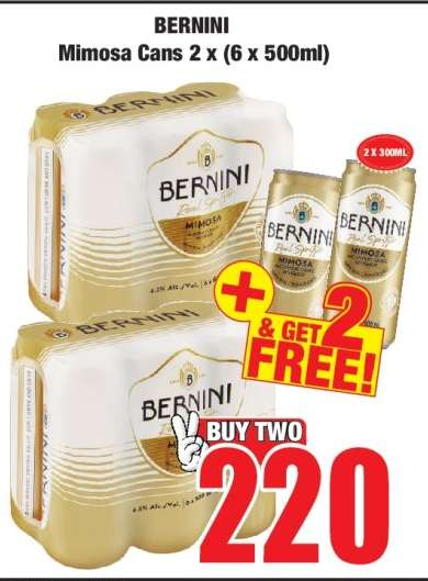 BERNINI Mimosa Cans 2 x (6 x 500ml)