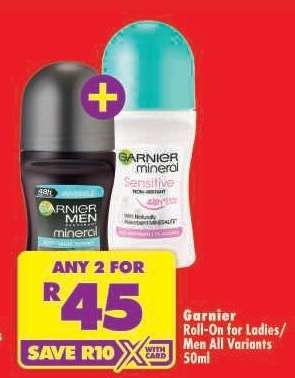 GARNIER ROLL-ON FOR LADIES/MEN all variants 50ml