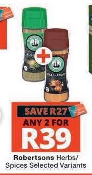 Robertsons Herbs/Spices Selected Variants