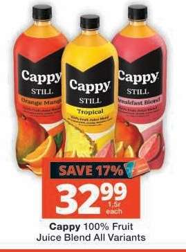 Cappy 100% Fruit Juice Blend All Variants