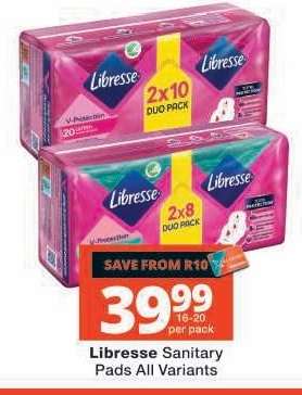 LIBRESSE SANITARY PADS all variants