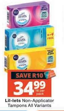 Lil-lets Non-Applicator Tampons All Variants