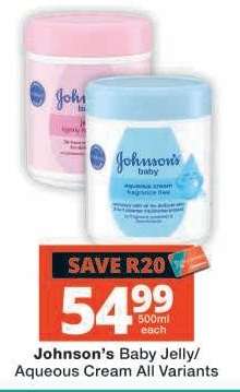 Johnson's Baby Jelly/Aqueous Cream All Variants