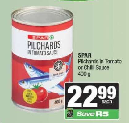 SPAR Pilchards In Tomato or Chilli Sauce 400 g