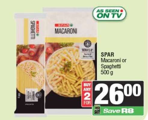 SPAR Macaroni or Spaghetti 500 g