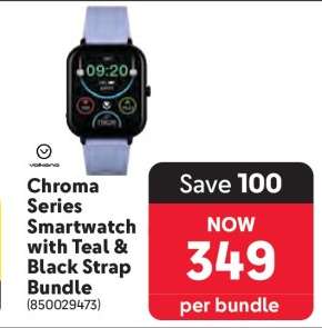 Chroma Series Smartwatch with Teal & Black Strap Bundle