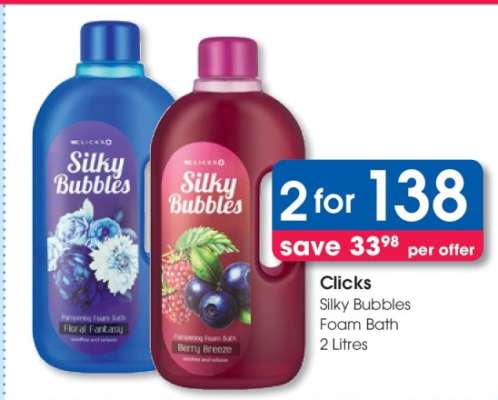 Clicks Silky Bubbles Foam Bath 2 Litres